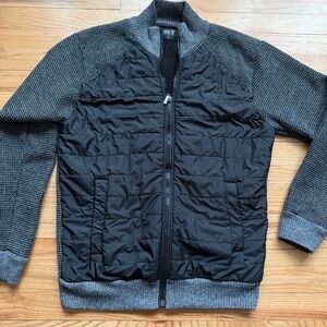 MKS Collection Insulated Bomber Jacket with quilted front & gray knit sleeves